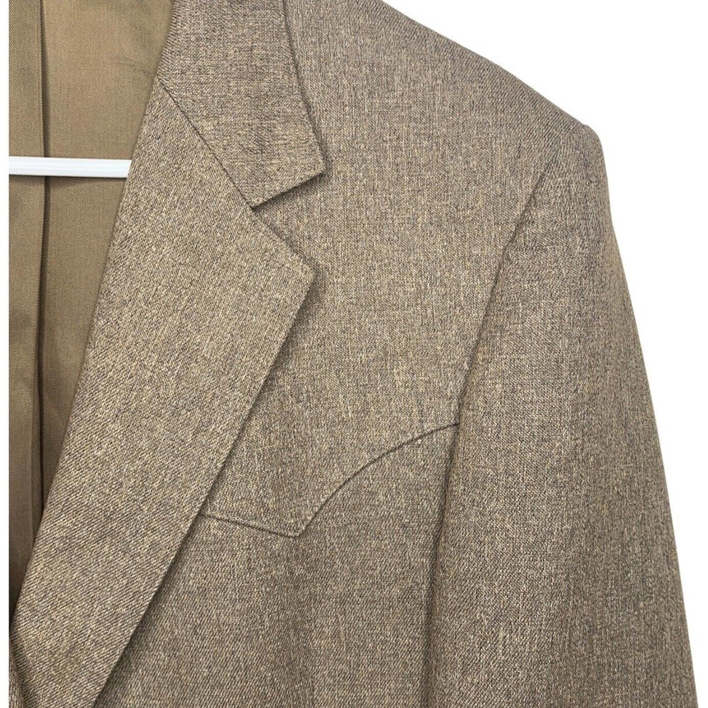 VTG 60s Rittels Western Wear Mens 42L Brown with Leather Trim Sport Coat - Picture 7 of 16